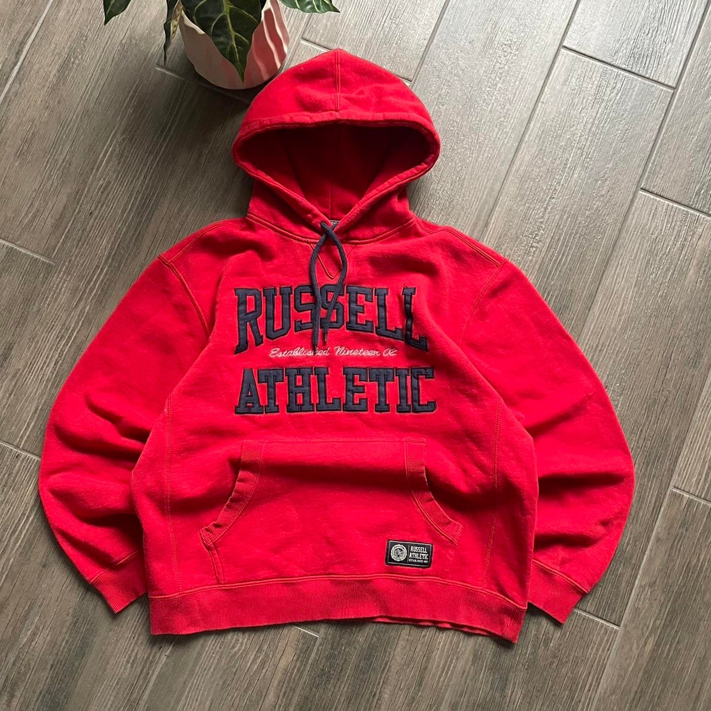 Russel Athletic y2k red streetwear baggy hoodie