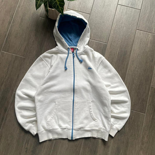 Quiksilver white y2k surf-wear M-L hoodie