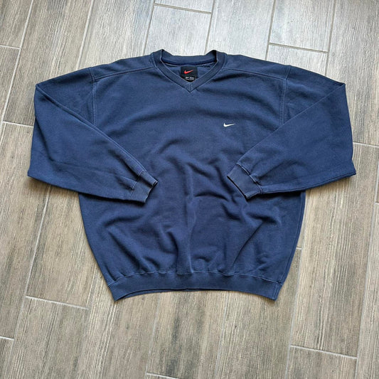 Navy blue Nike crewneck sweatshirt with embroidered logo