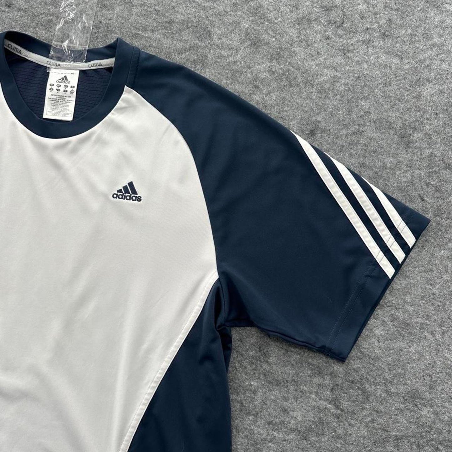 Adidas white and navy blue