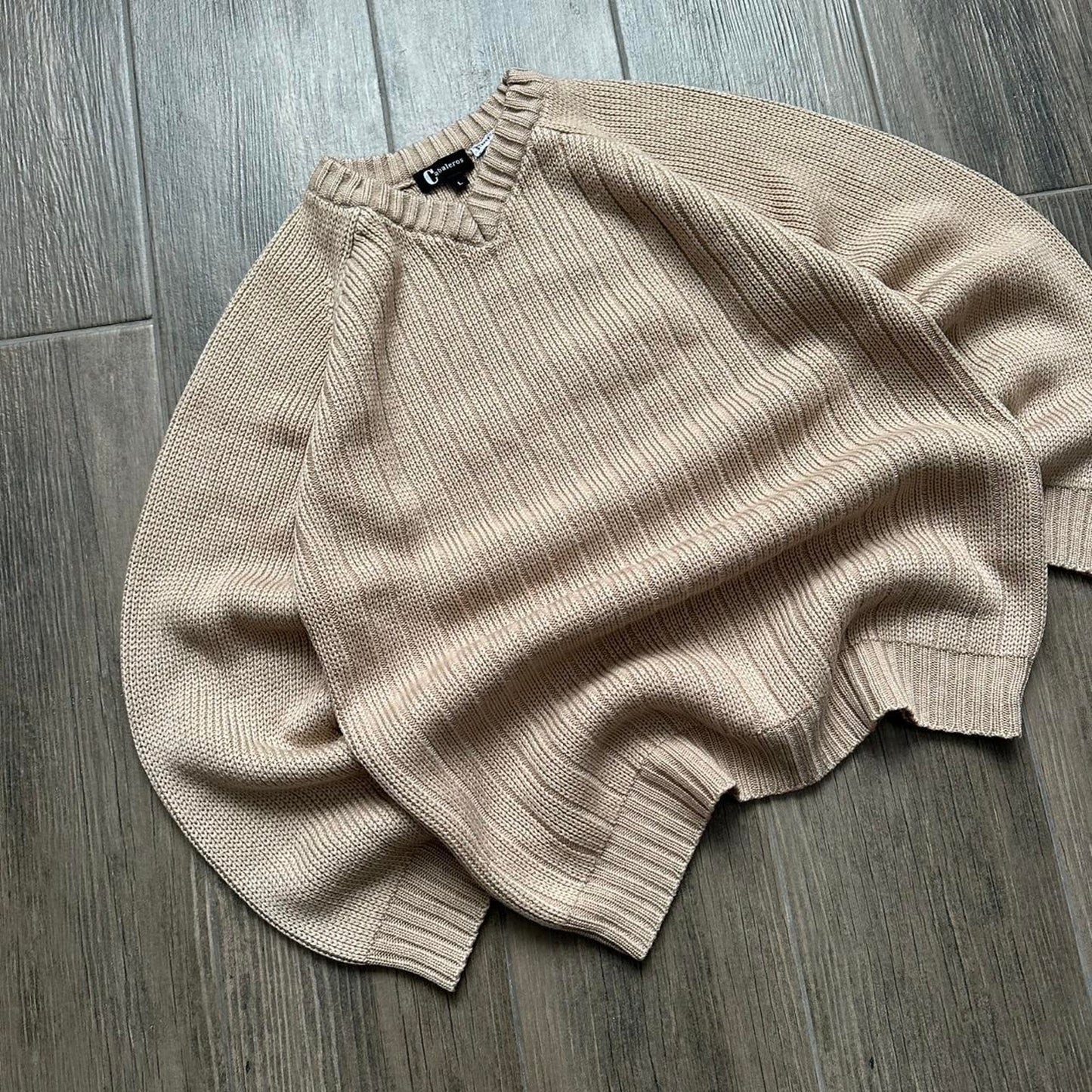 Tan oversized knit sweater