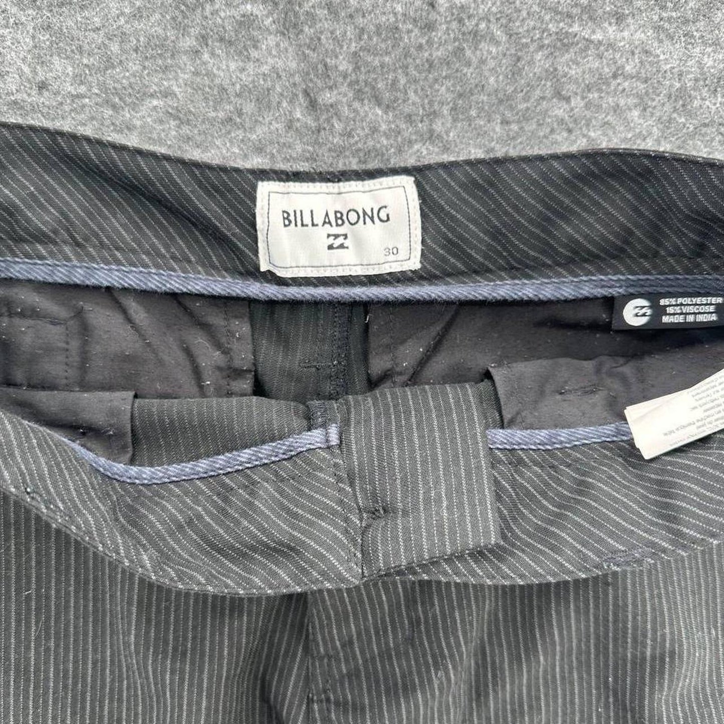 Billabong black pinstripe shorts with