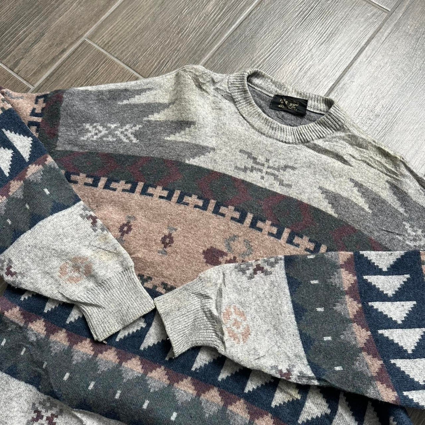 90s Aztec Patterned knit made in Spain sweater