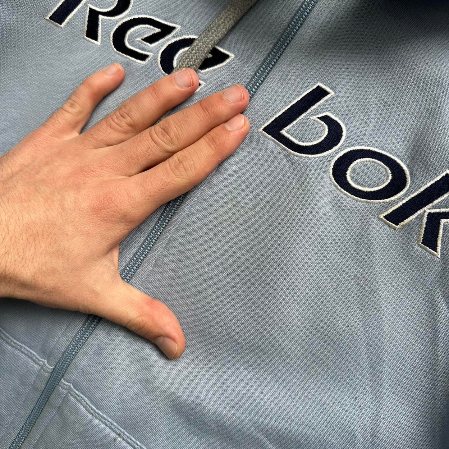 Reebok blue zip up hoodie