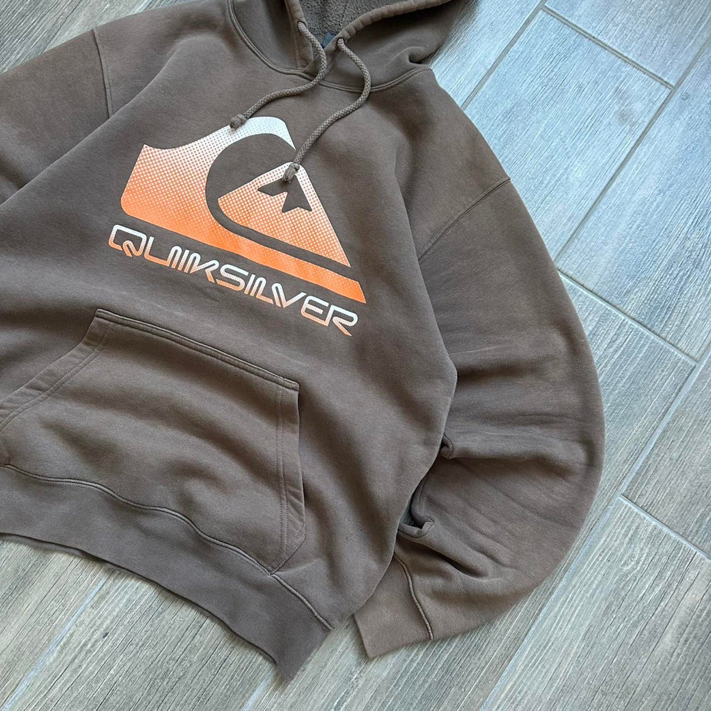 Quiksilver brown baggy y2k hoodie