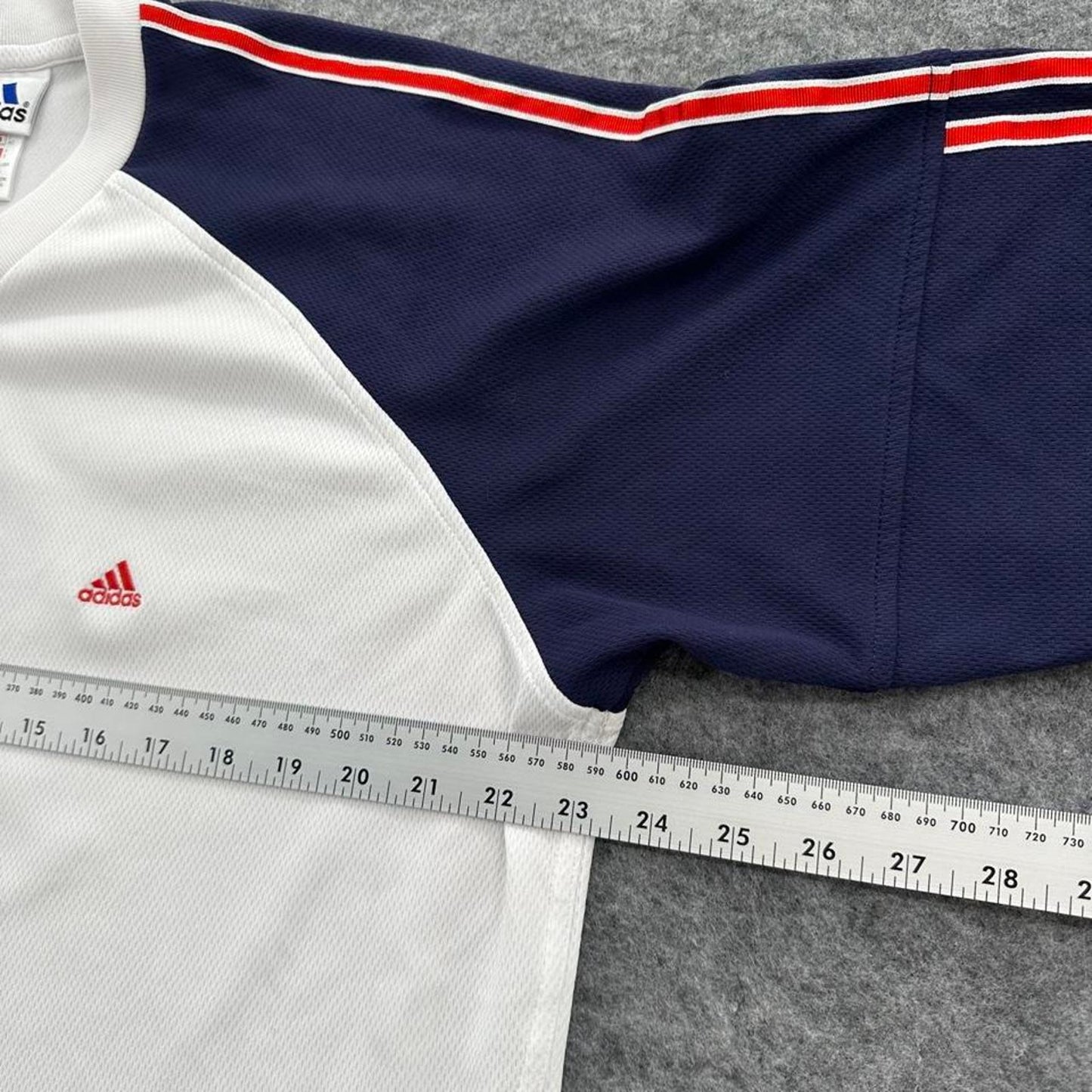 Adidas white and navy striped