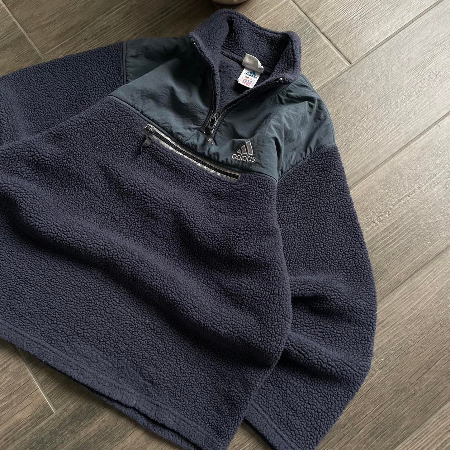 Adidas baggy winter teddy navy fleece streetwear M jumper