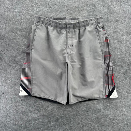 O'Neill Grey Board Shorts with Red Accents