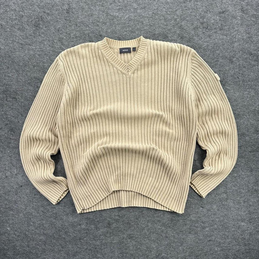 Mexx Y2K Cream Ribbed Knit Sweater