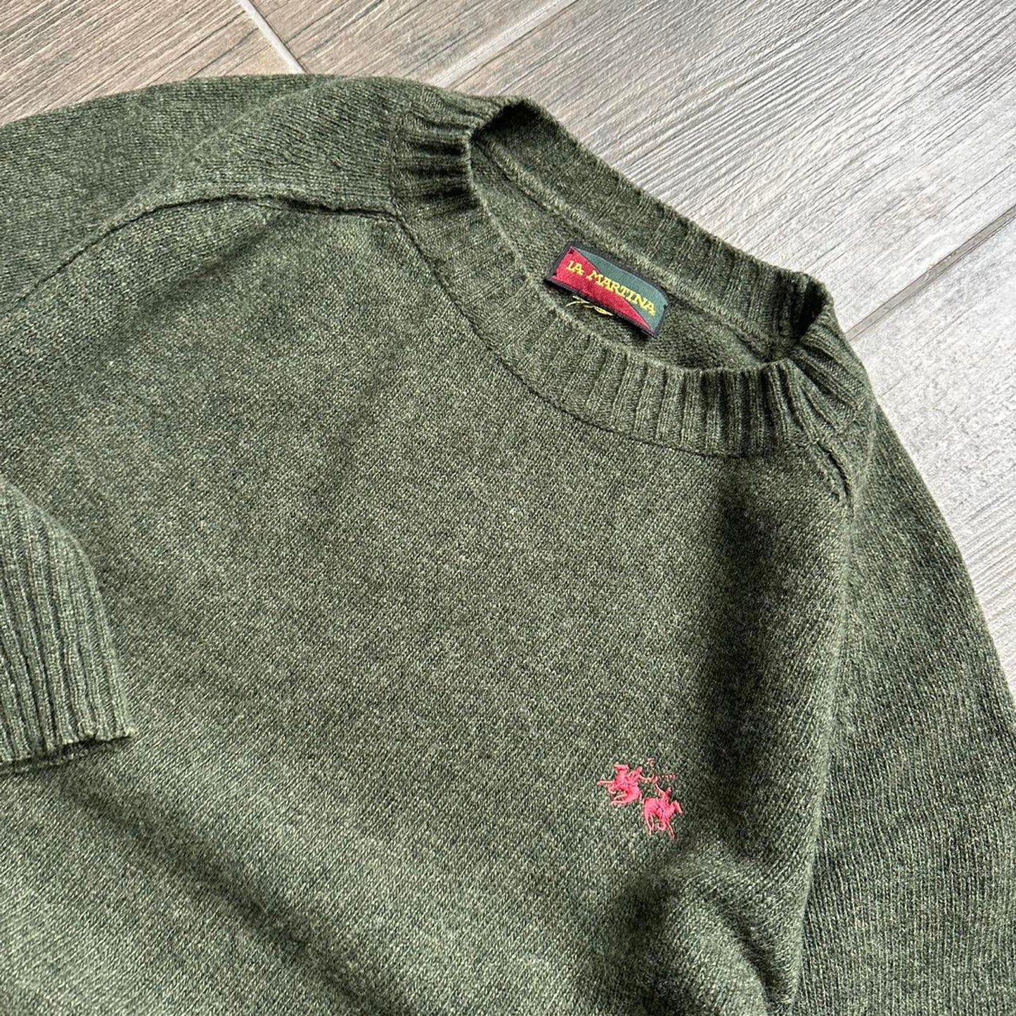 La Martina green wool winter knit sweater