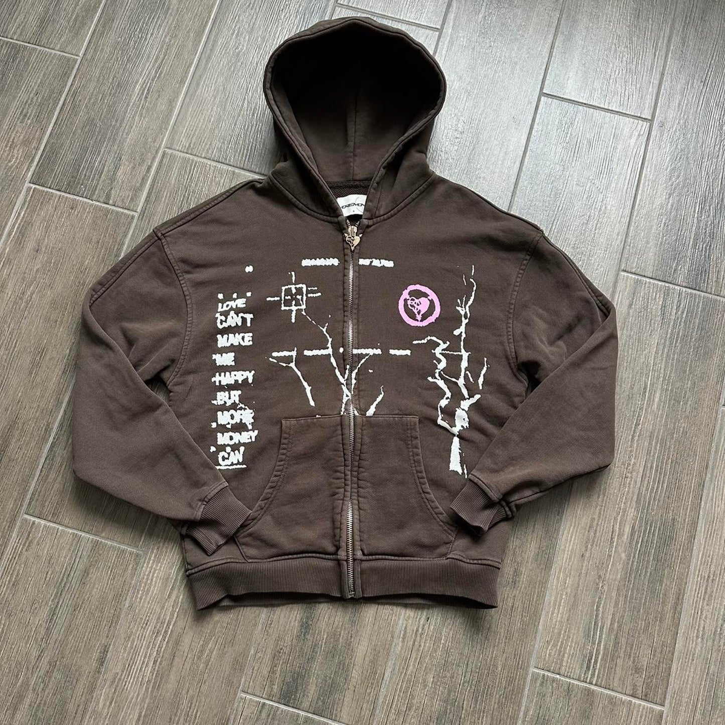 Y2k brown zip baggy hoodie
