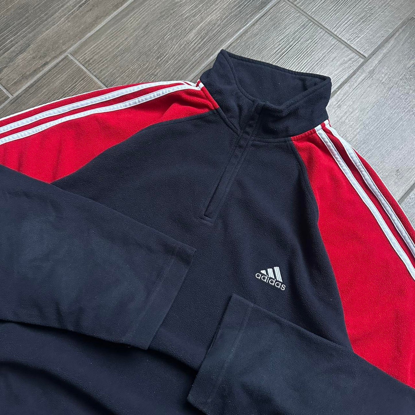 Adidas y2k zip warm fleece navy red