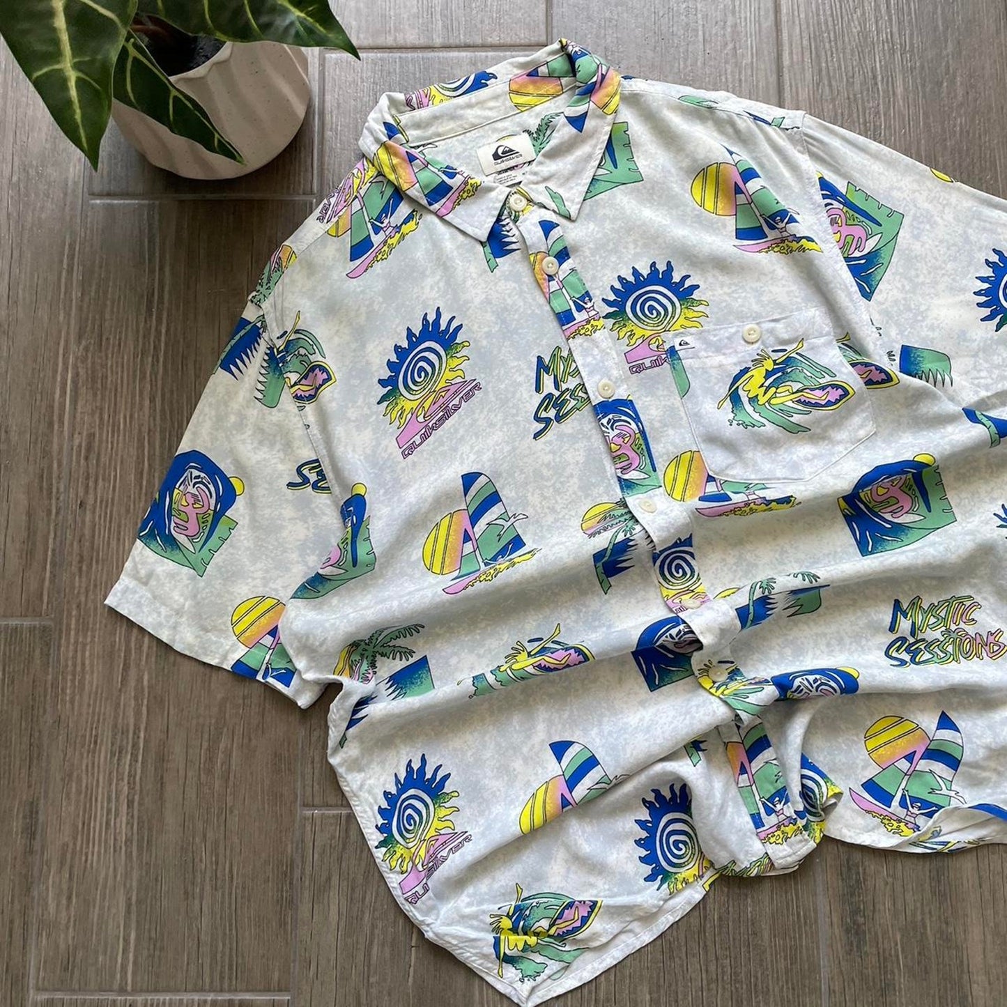 Quiksilver y2k baggy summer surf shirt