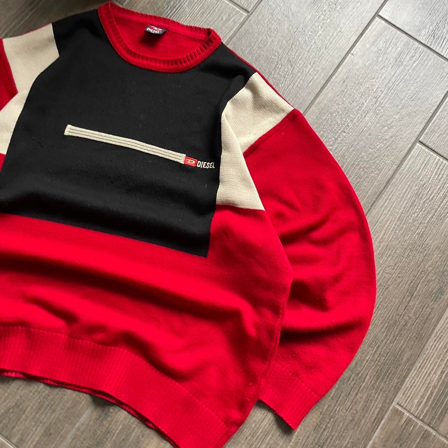 Diesel vintage Japanese style knitted striped L-XL sweater