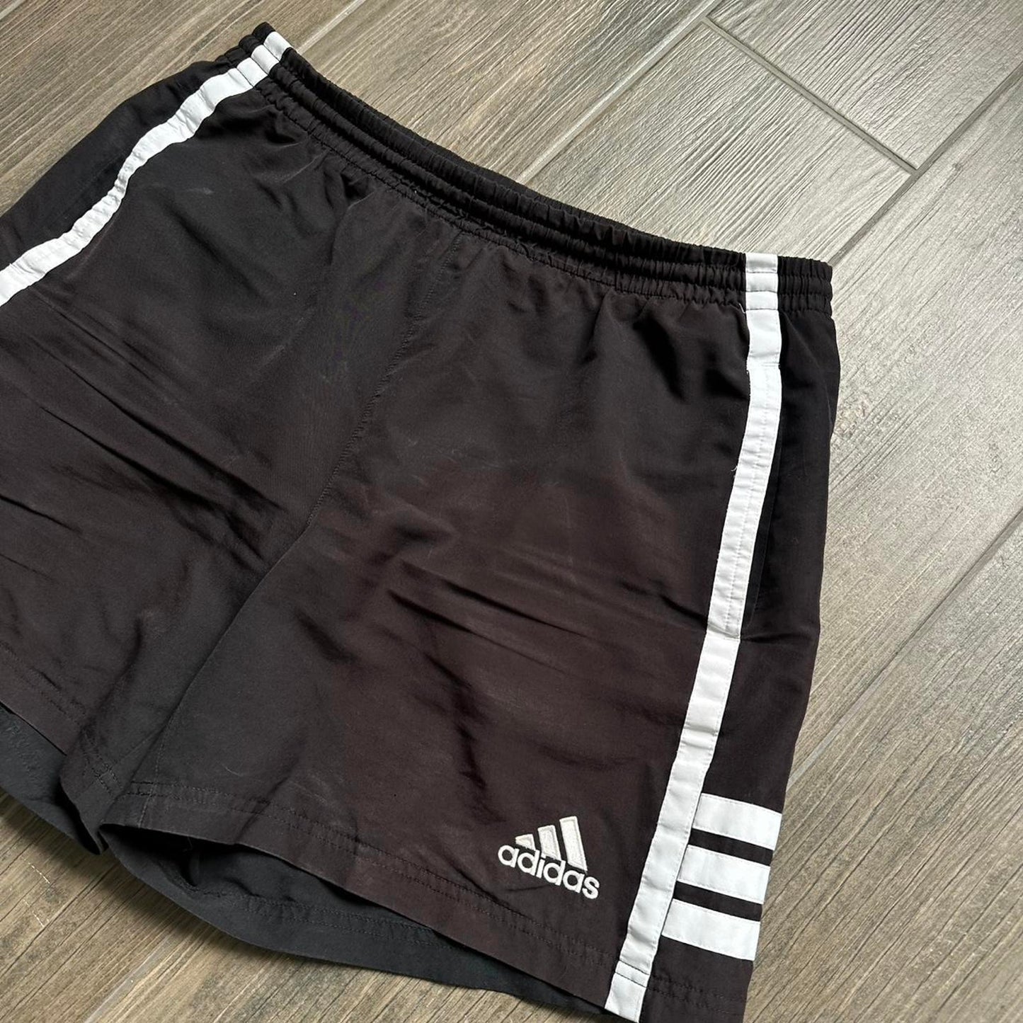 Adidas black and white shorts