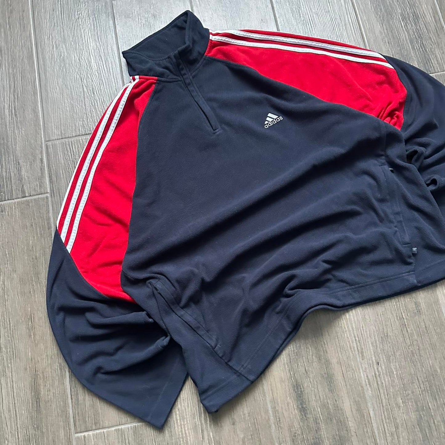 Adidas y2k zip warm fleece navy red