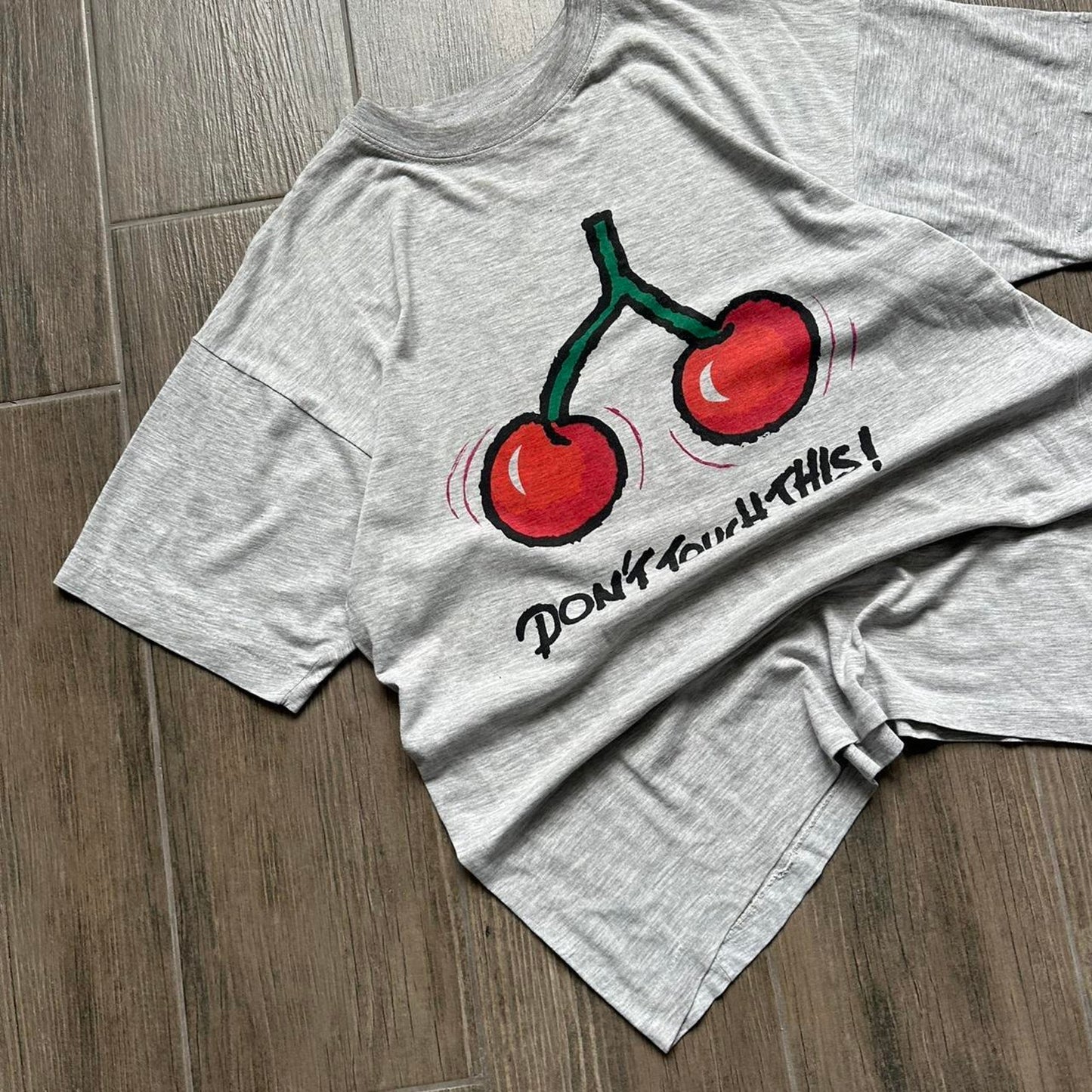 Y2k Cherry boobs grey baggy tee