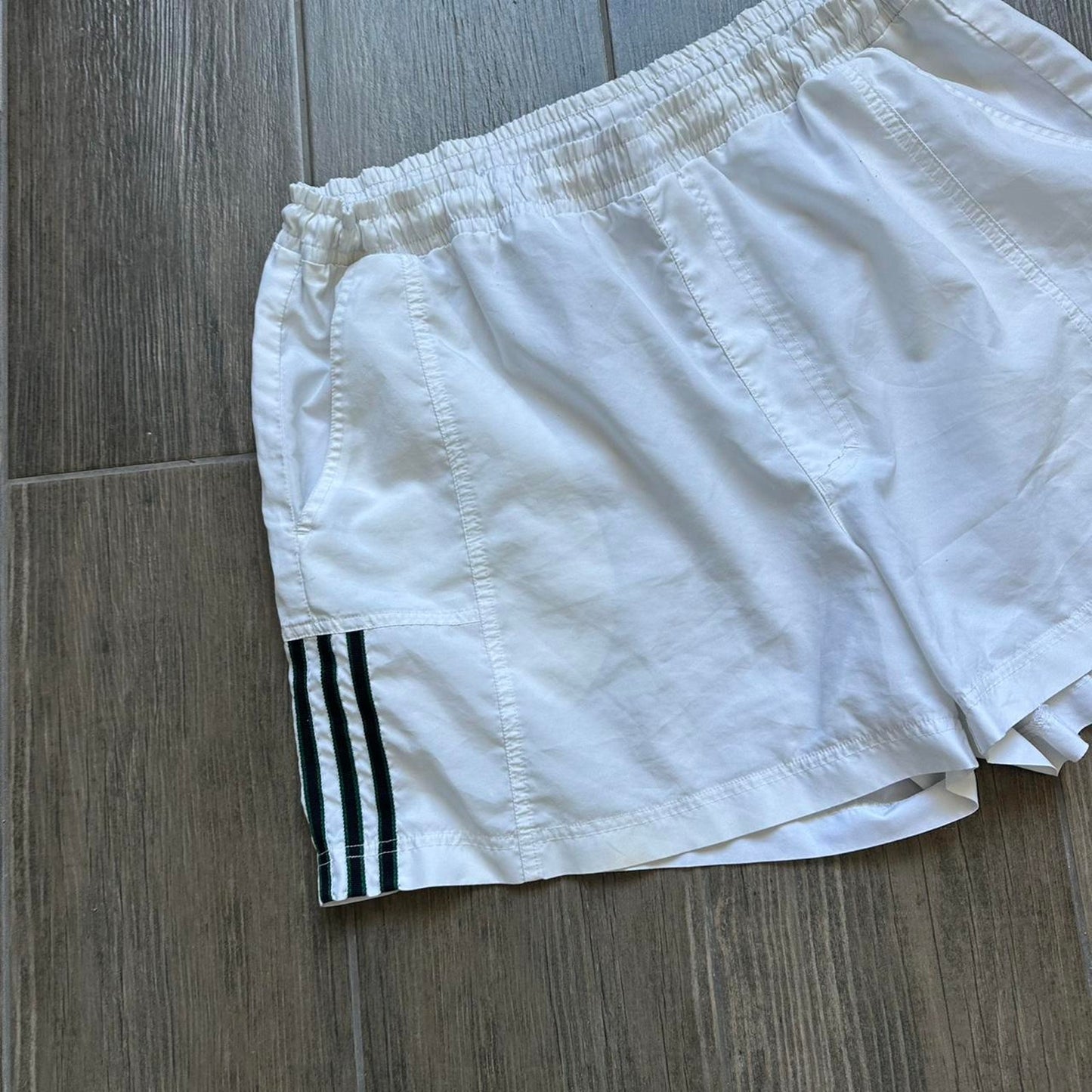 Adidas white shorts with black