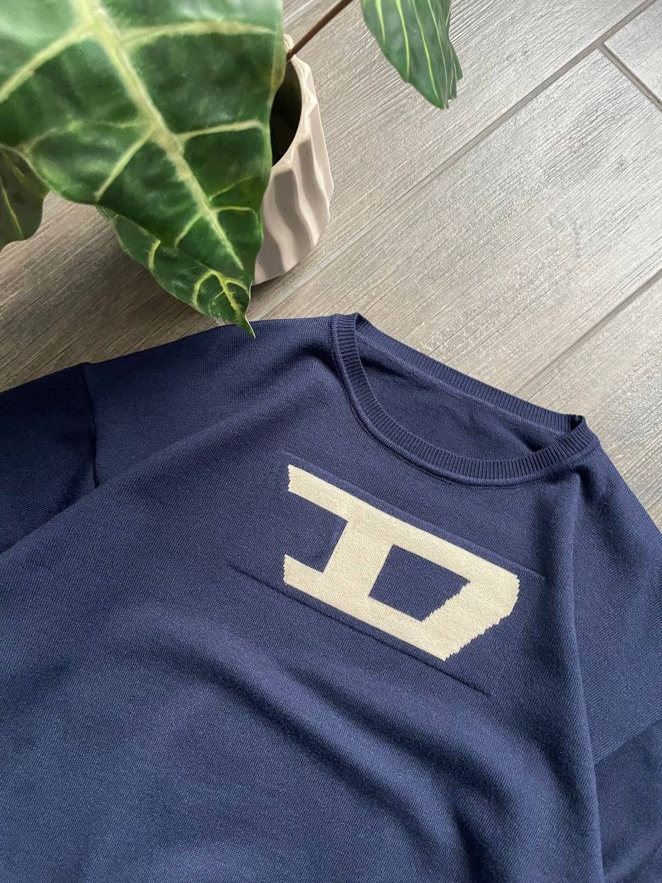 Diesel Big Logo Blue Knit Sweater