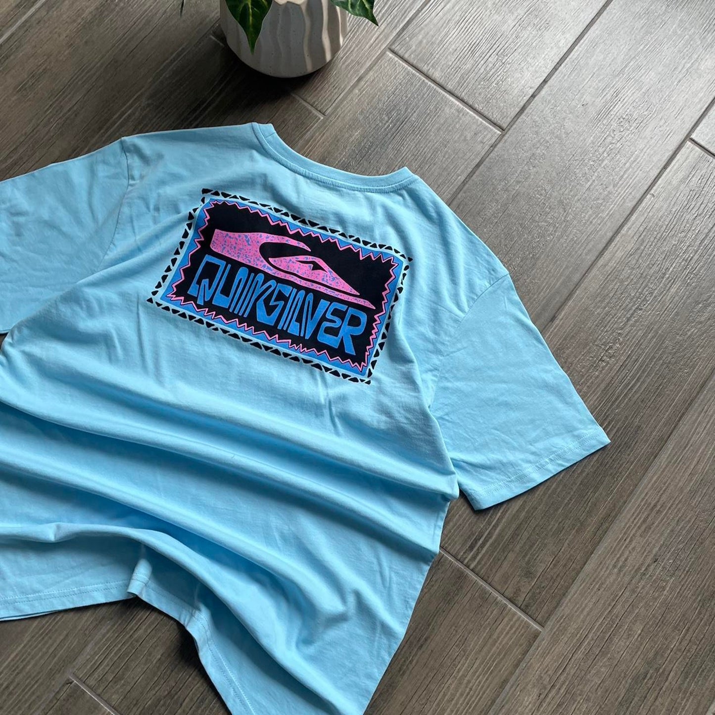 Quiksilver blue big logo surf cotton t-shirt M