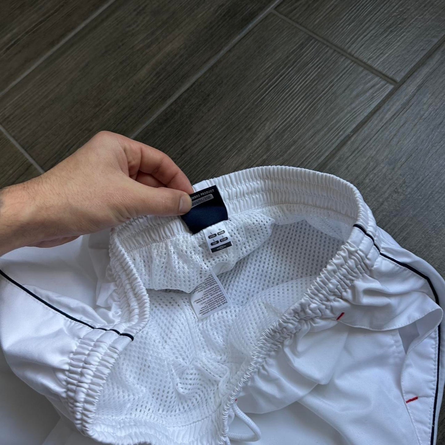 Umbro white parachute shorts