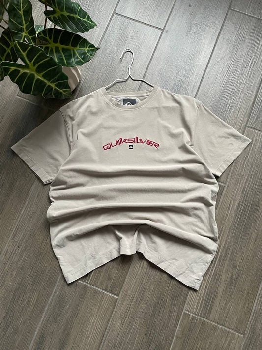 Quiksilver y2k beige baggy surf t-shirt