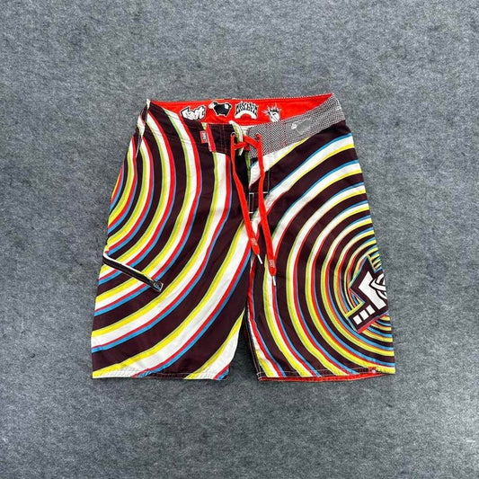 Y2k board shorts with multicolored