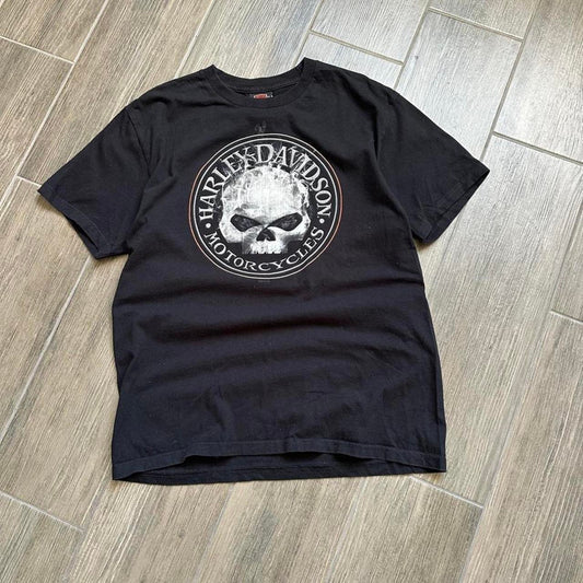 Harley davidson black skull tee