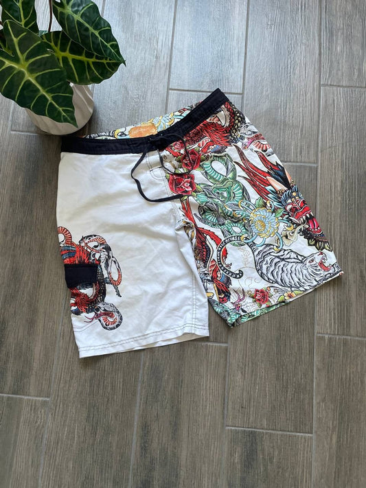 Billabong Japanese style dragon vintage surf shorts