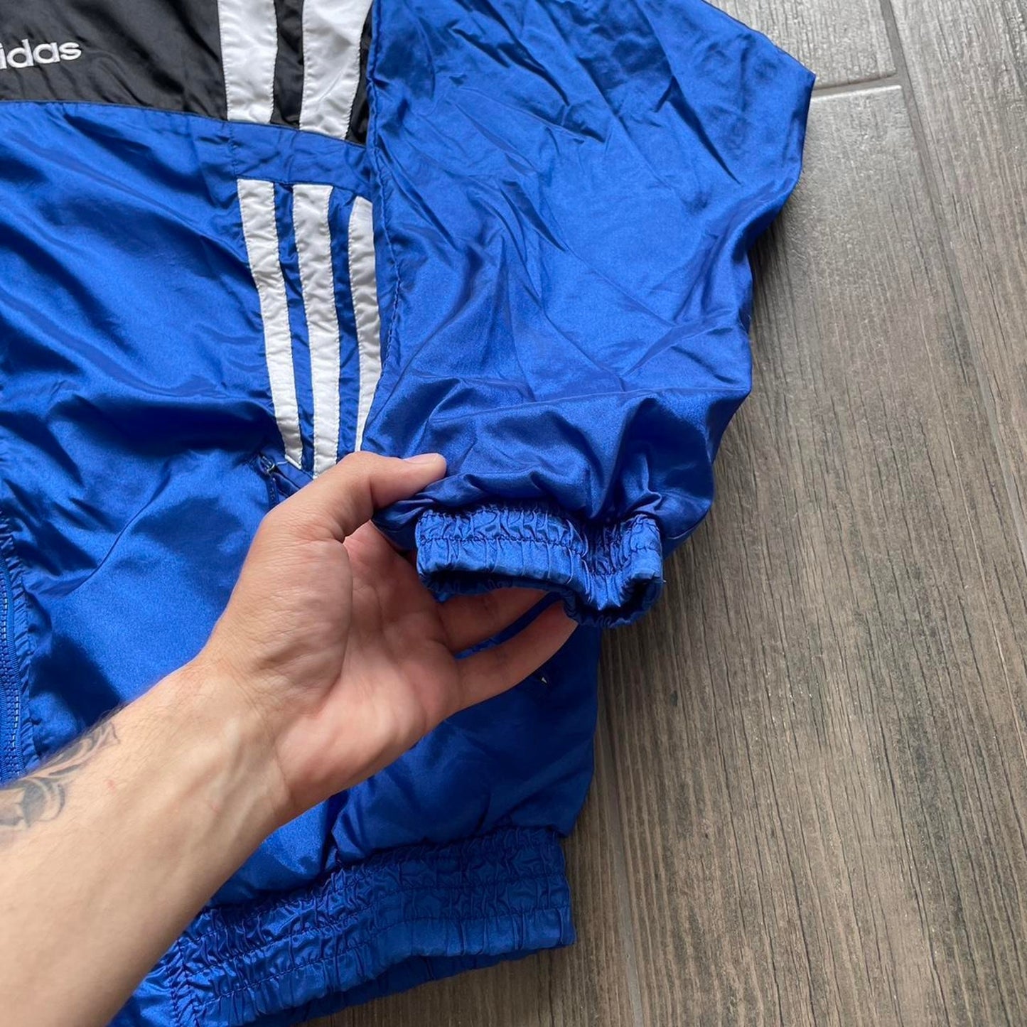 Adidas track top light vintage nylon hoodie