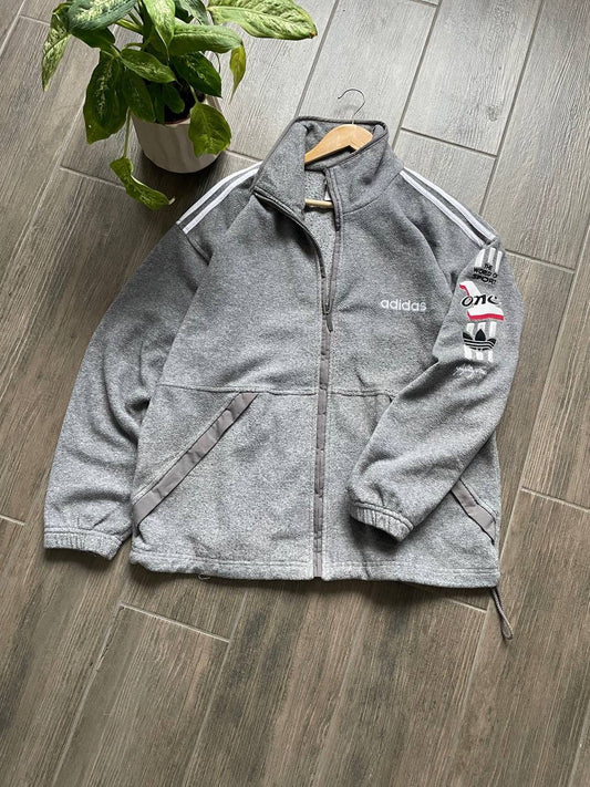 Adidas grey y2k fleece hoodie