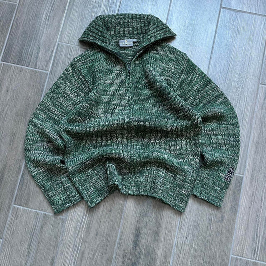 Y2k vintage zip knit winter