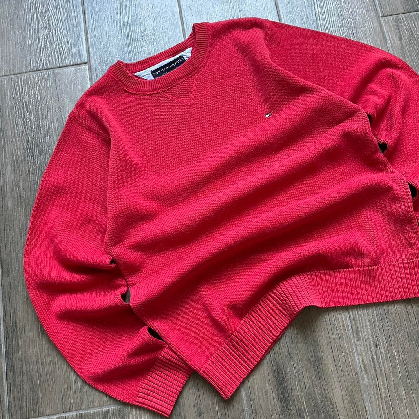 Tommy Hilfiger knitted red cotton sweater