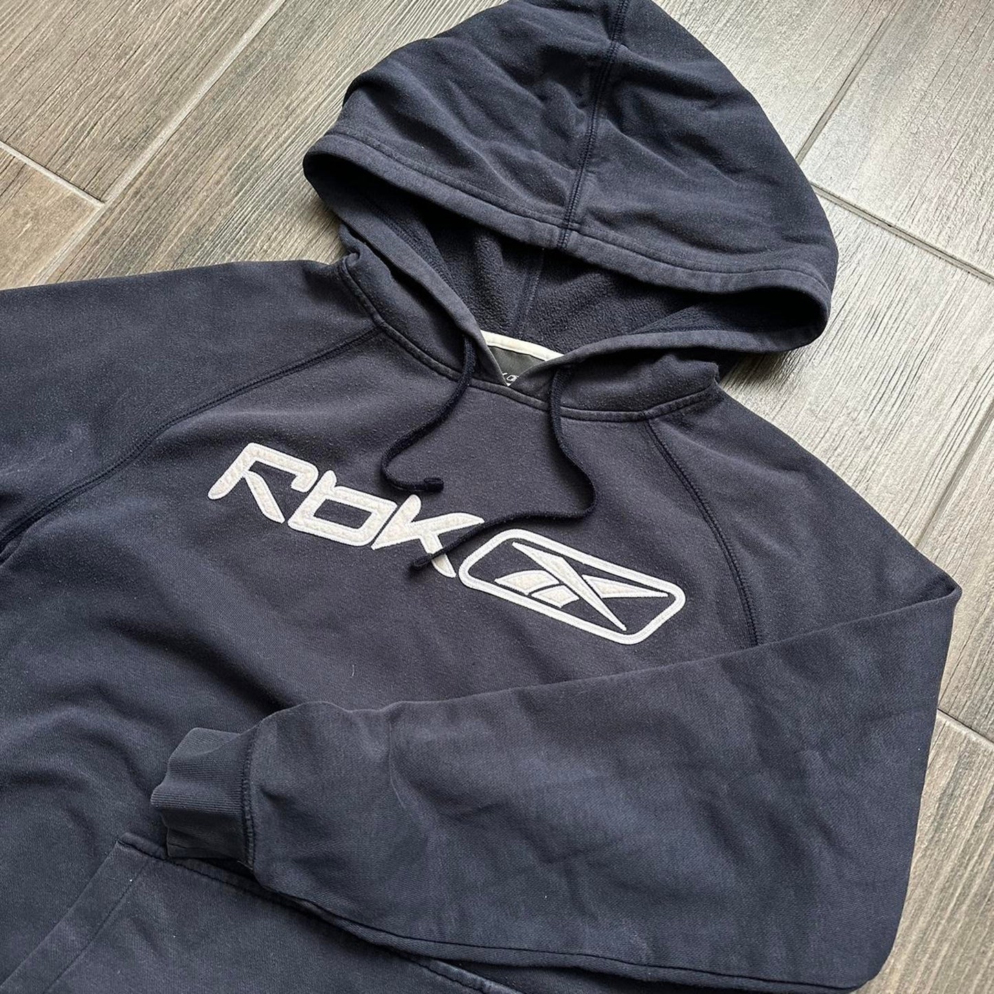 Reebok navy boxy fit y2k S hoodie