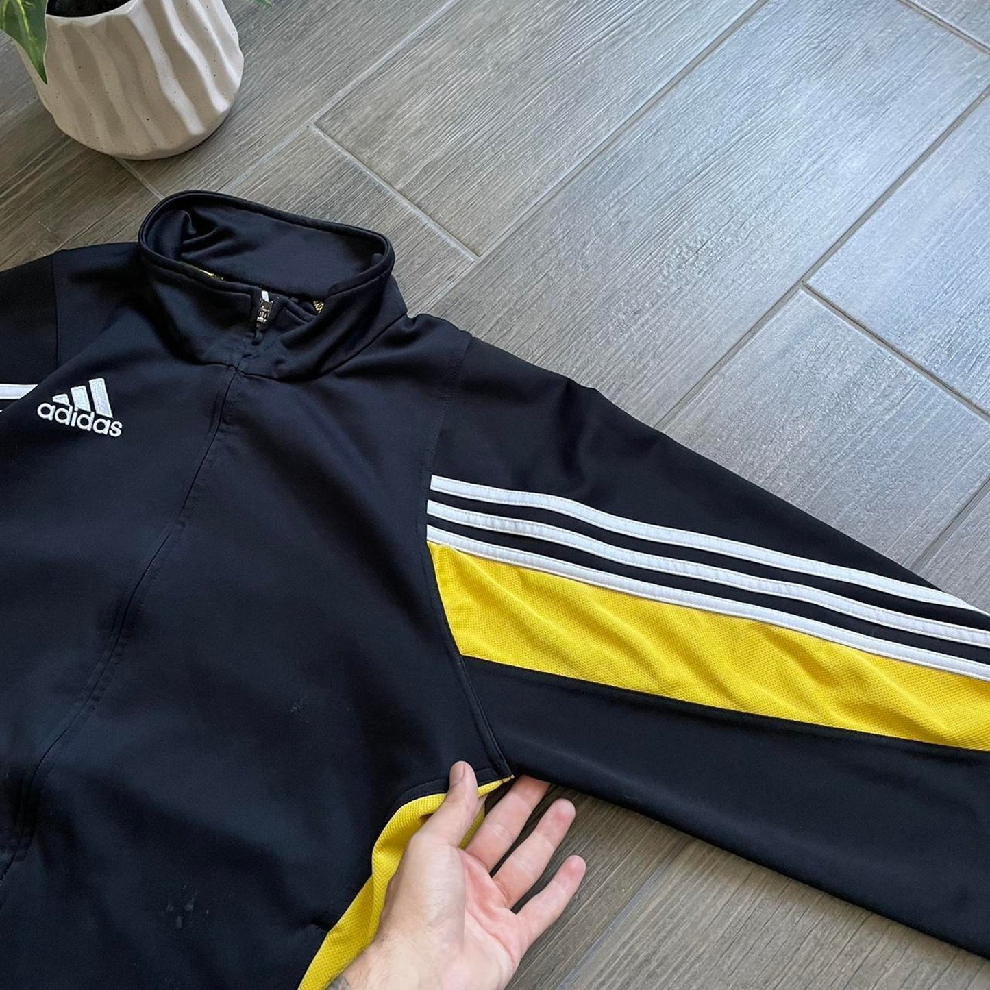 Adidas track top black y2k baggy jumper