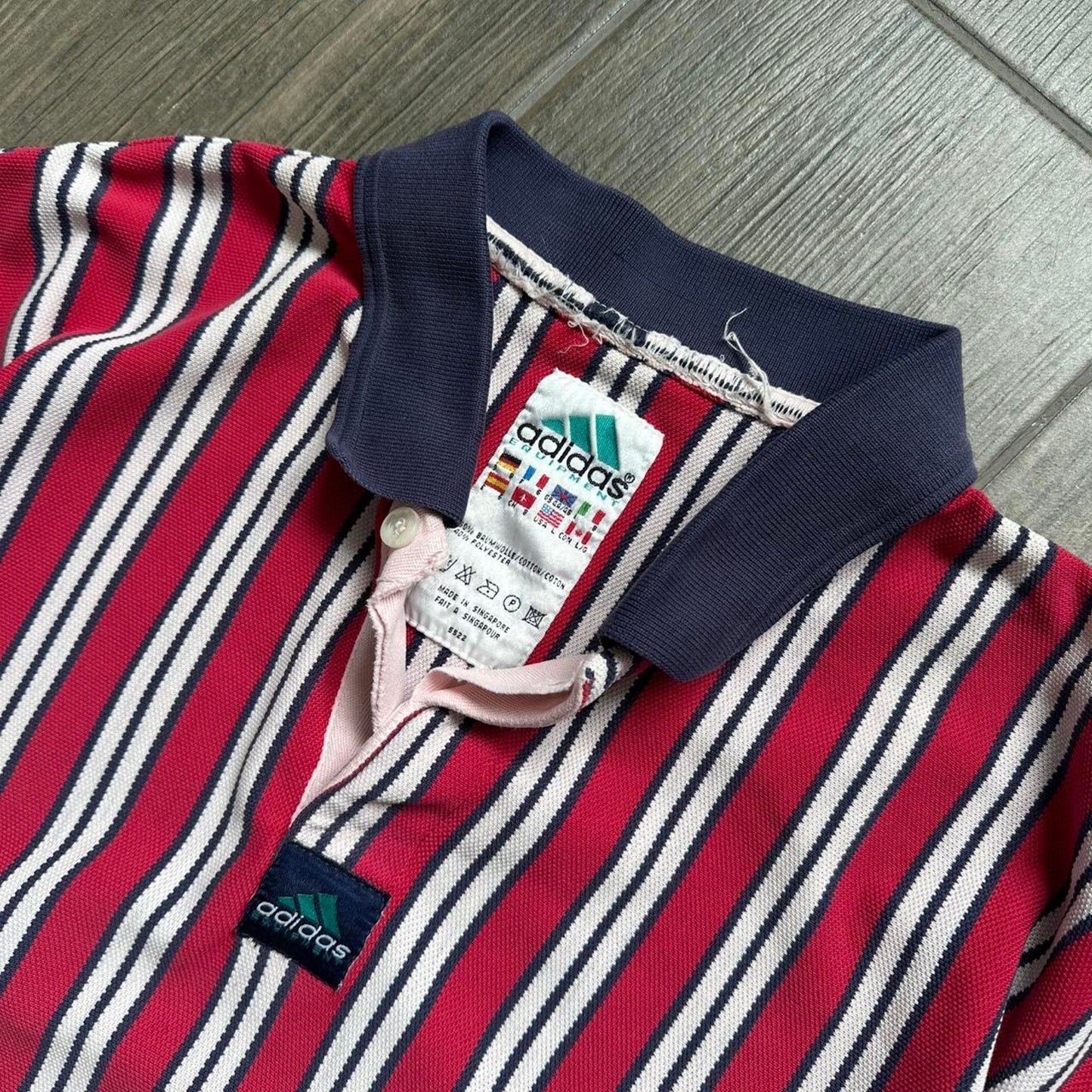 Adidas red striped polo shirt