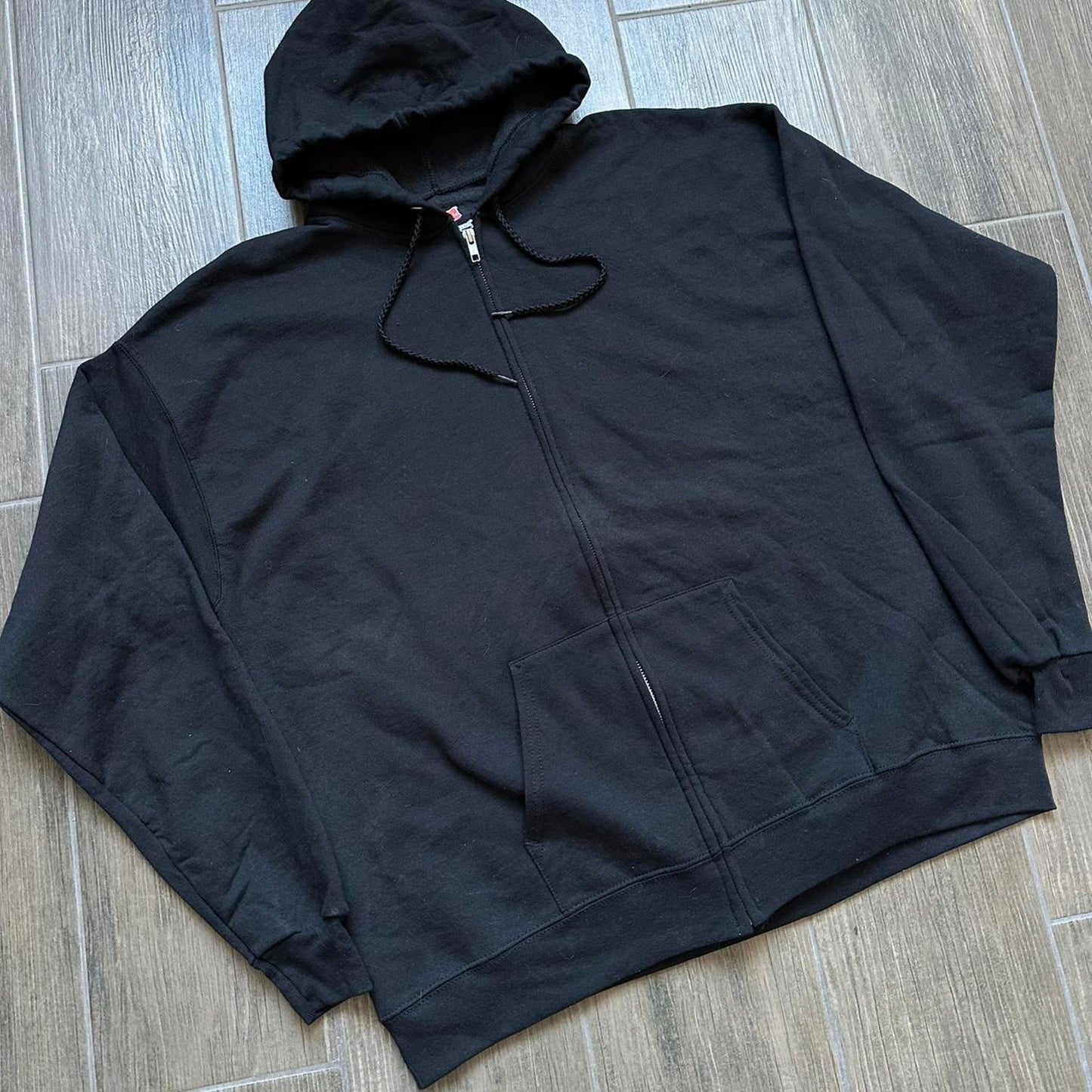 Y2k black zip baggy hoodie