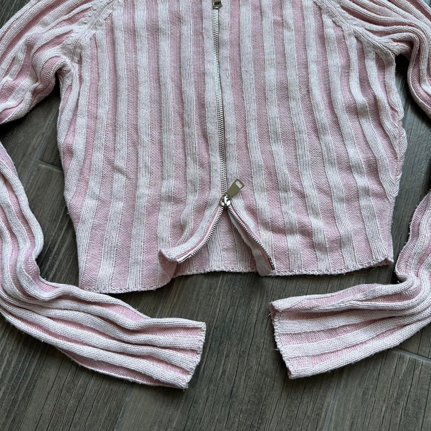 Reclaimed vintage pink striped zip