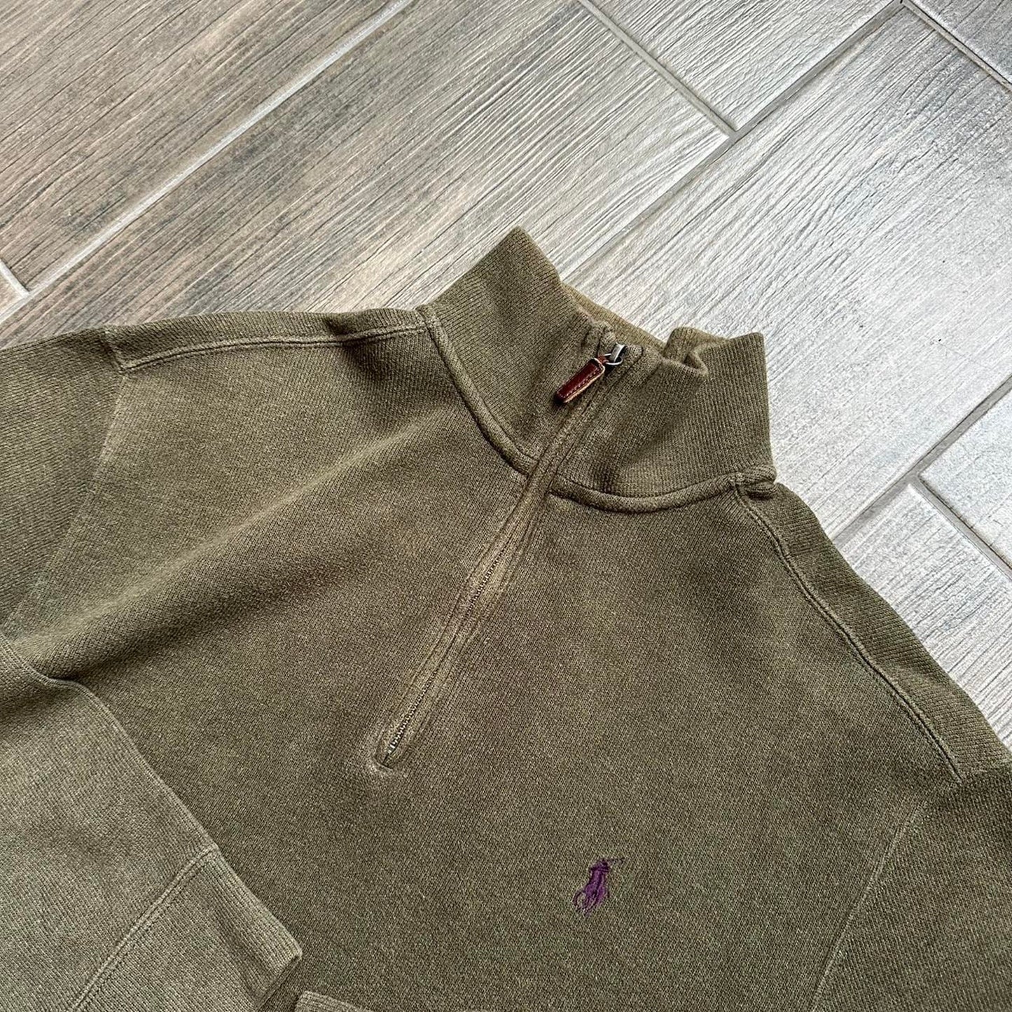 Polo Ralph Lauren 1/3 khaki y2k baggy casual sweatshirt