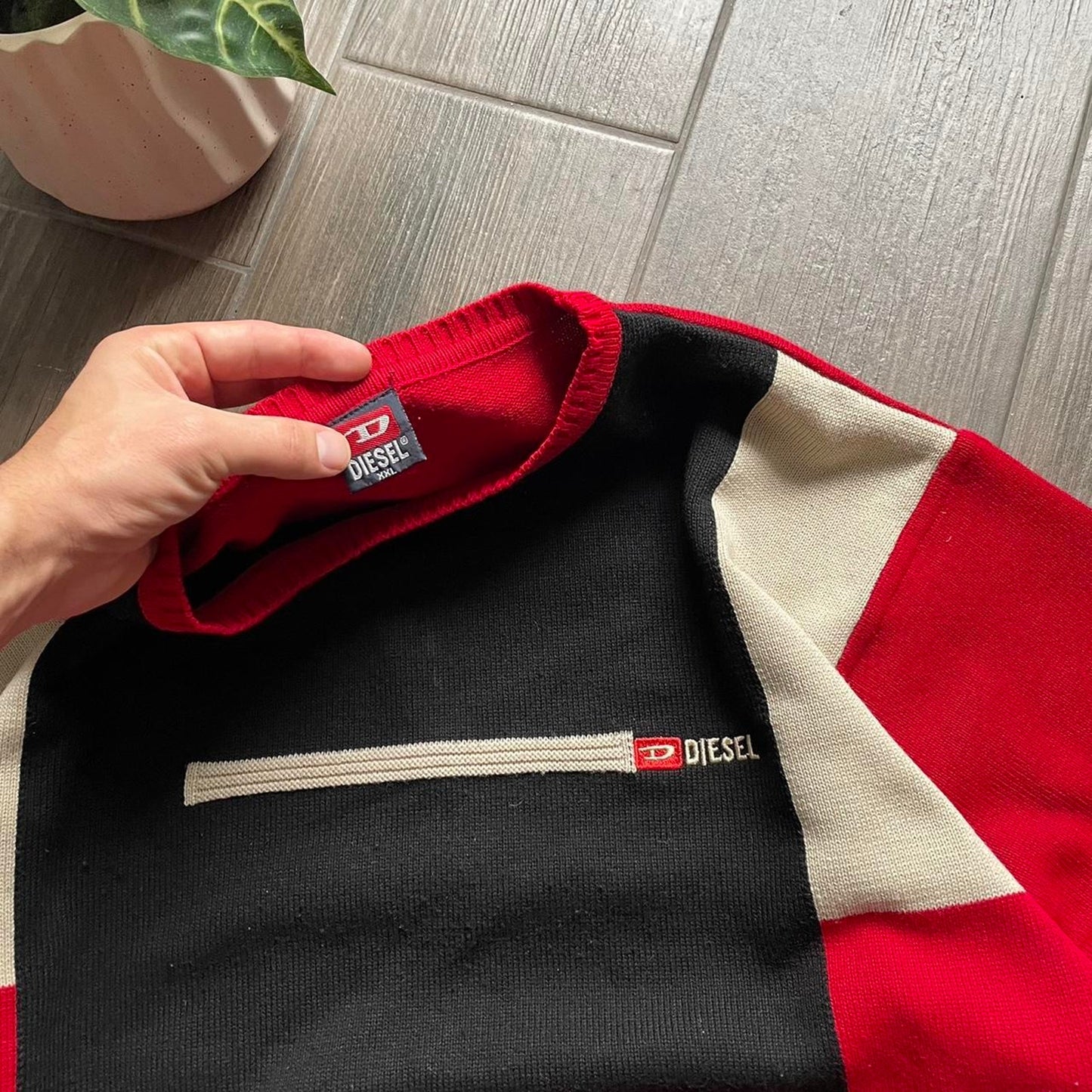 Diesel vintage Japanese style knitted striped L-XL sweater