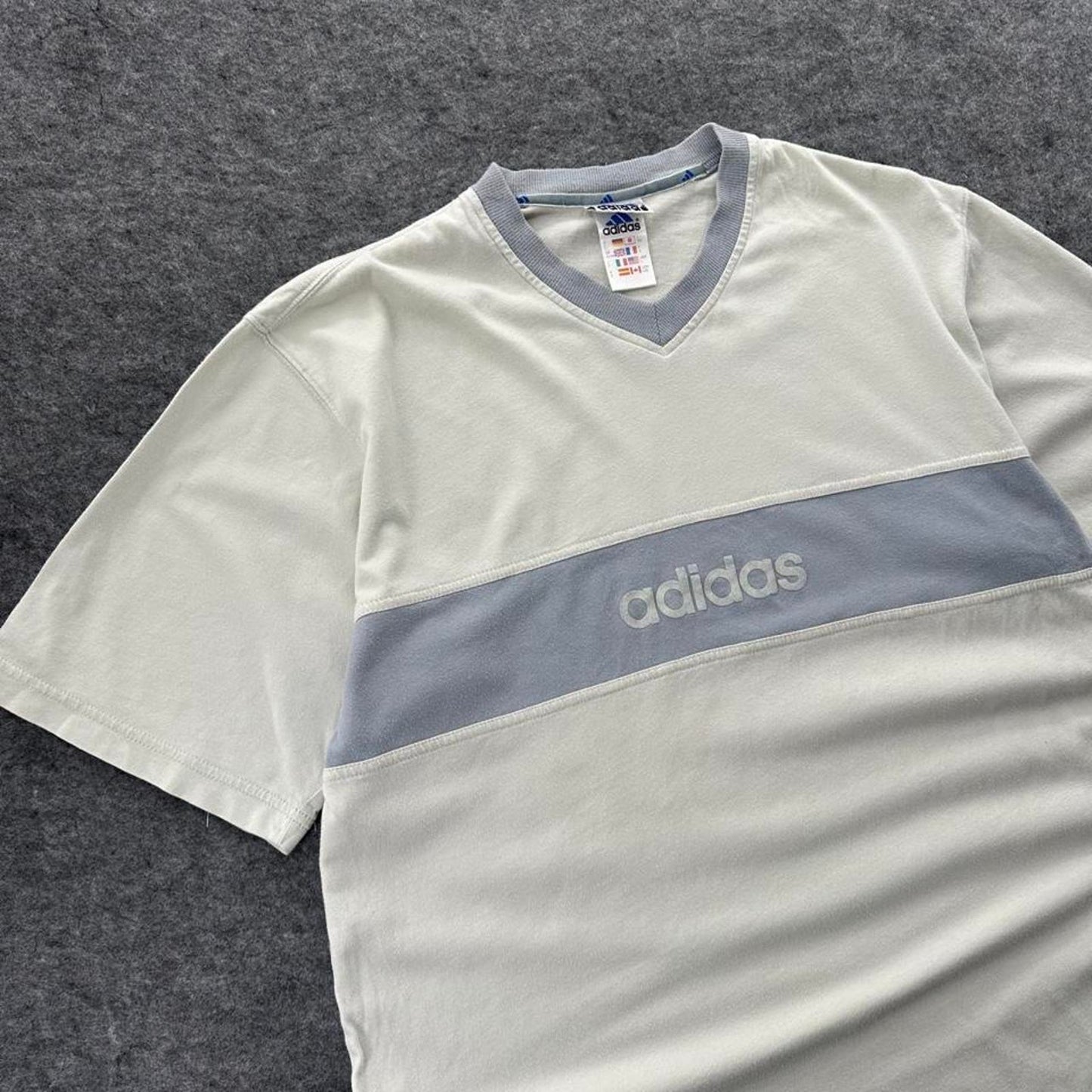 Adidas white and blue striped