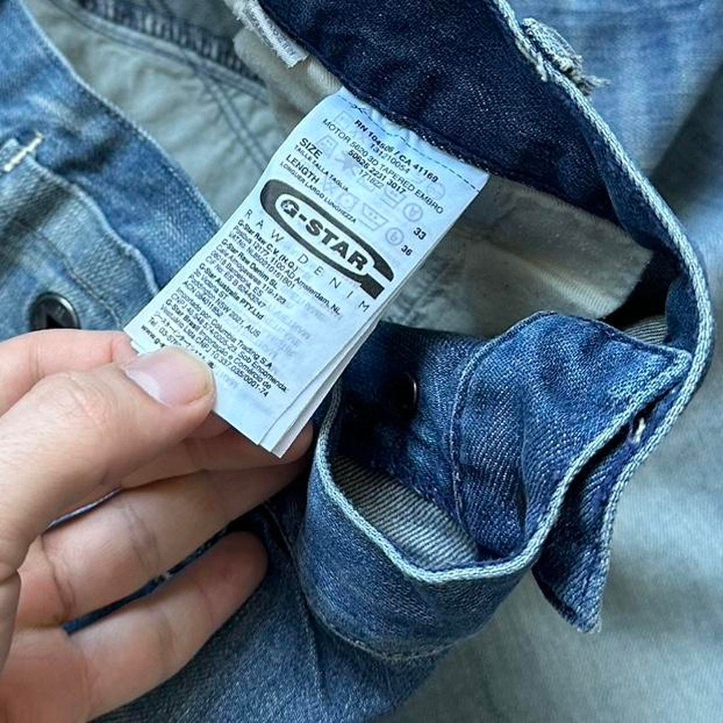 G-Star Raw distressed blue denim jeans