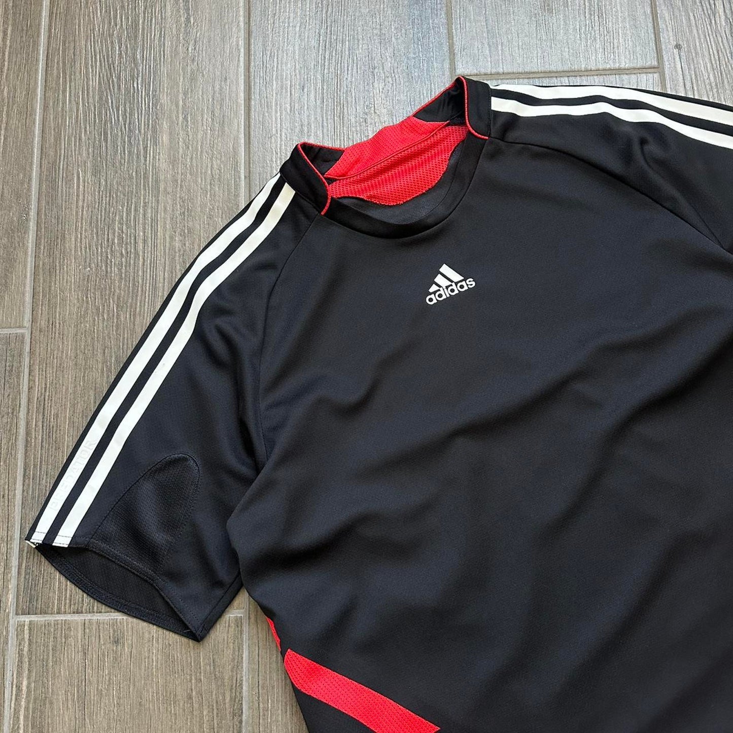 Adidas black & red soccer jersey