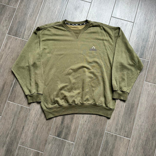Adidas khaki L y2k baggy vintage sweatshirt