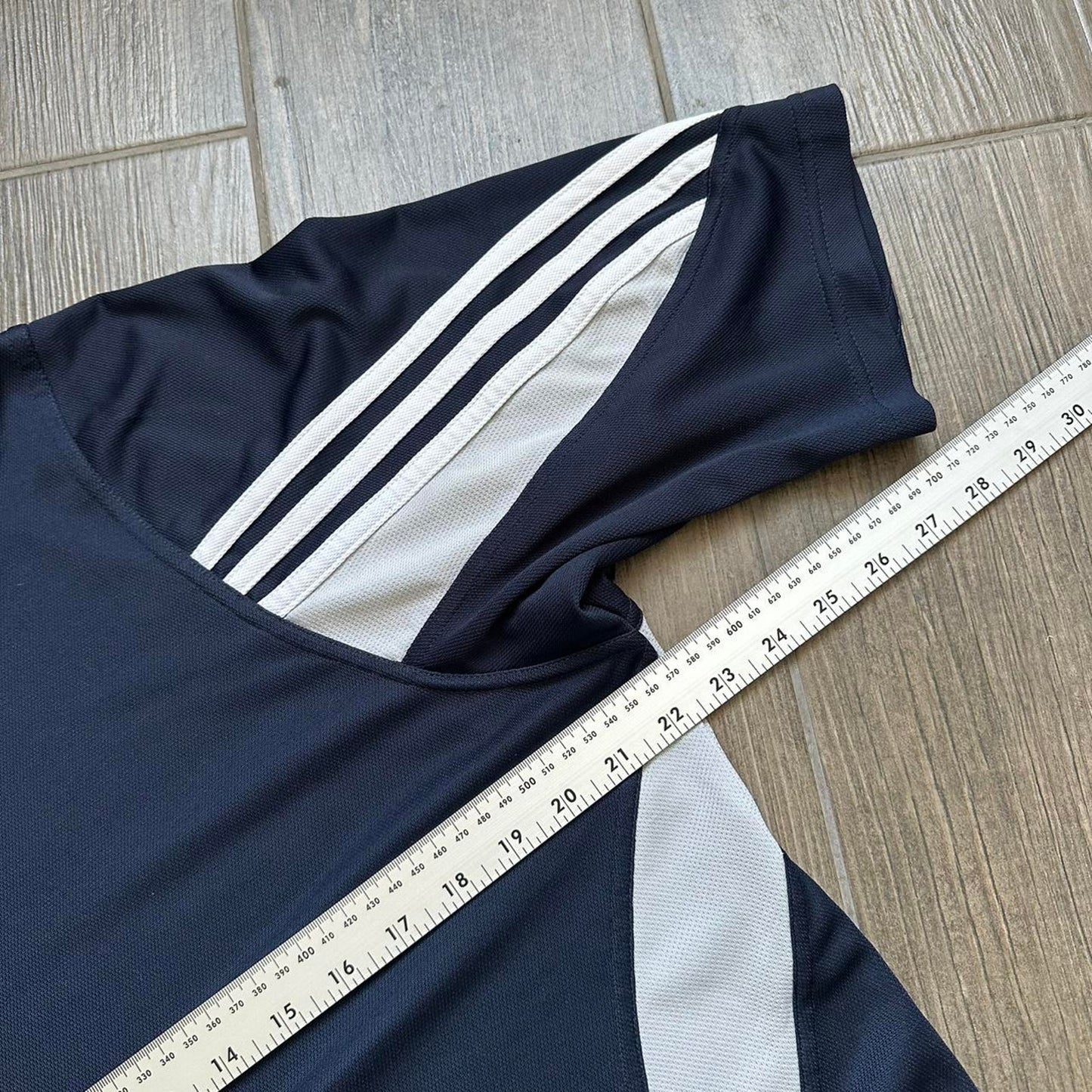 Adidas navy blue & white striped jersey