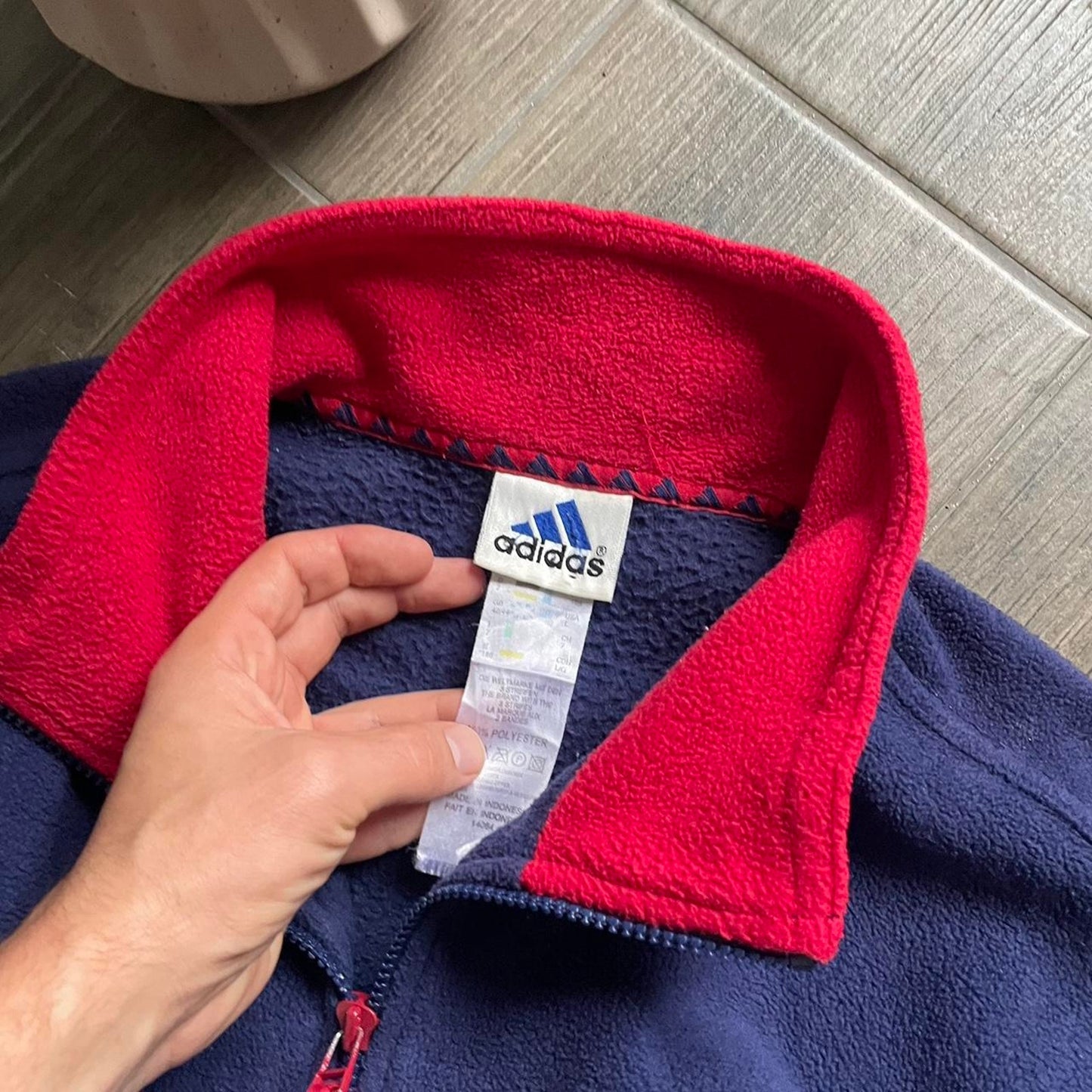 Adidas y2k navy baggy fleece jumper
