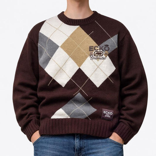 Ecko Unltd brown argyle sweater