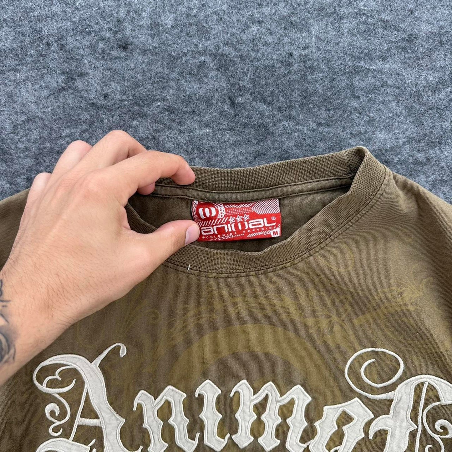 Animal khaki green cotton t shirt
