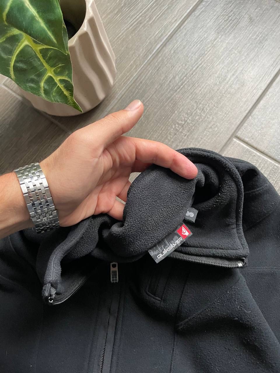 Quiksilver black zip fleece hoodie