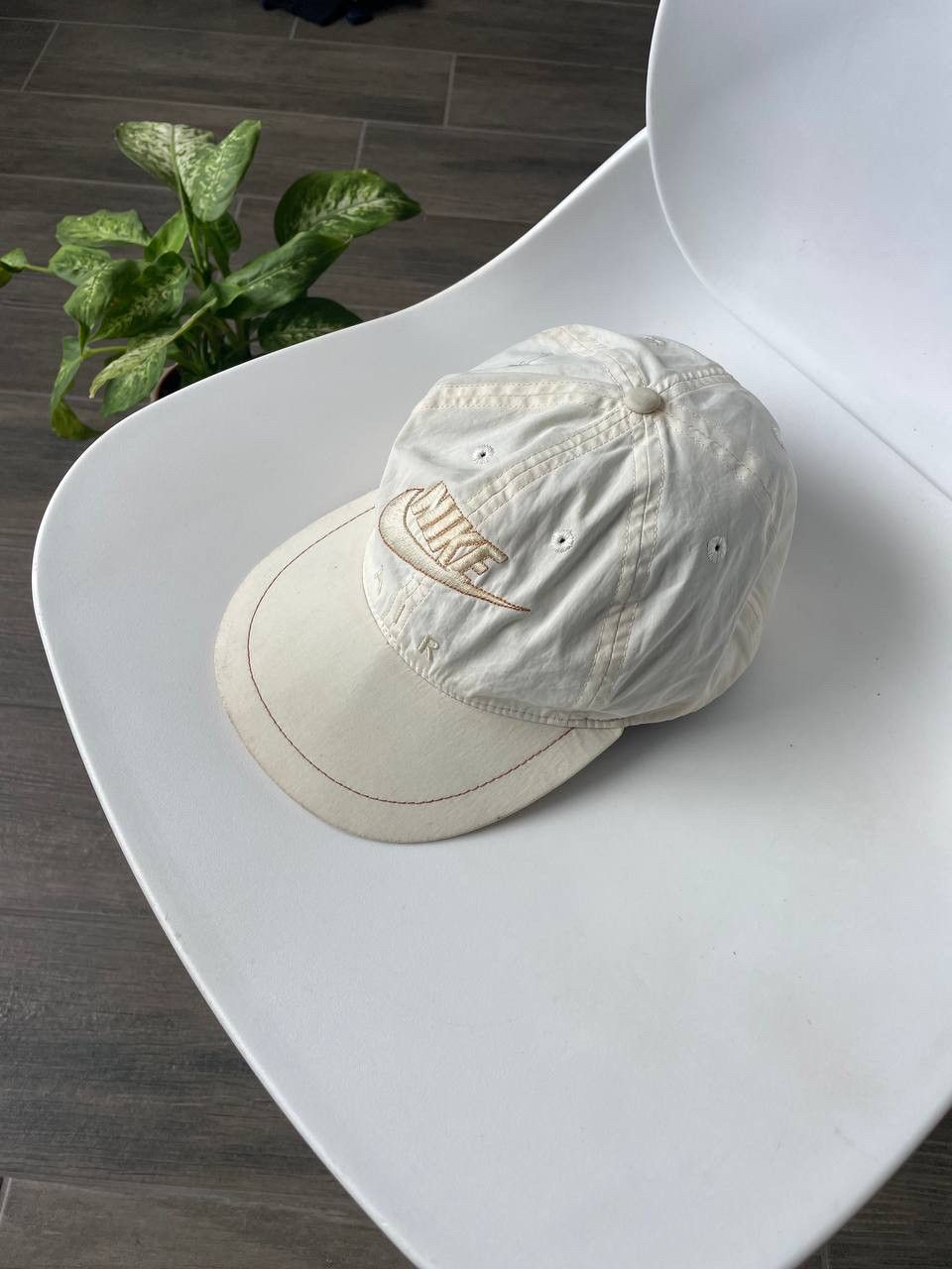 Nike swoosh white distressed cap